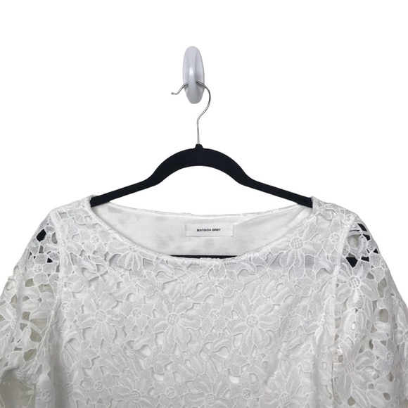 Mayson Grey White Lace Embroidered Blouse Oversized Size 2 - Picture 3 of 10